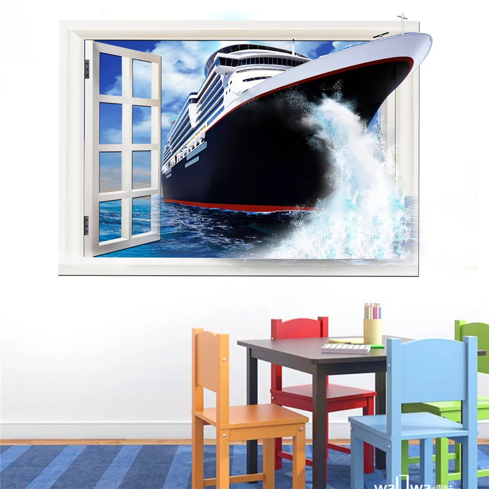 Настенные наклейки для украшения дома DIY3D креативное поддельное окно Морская