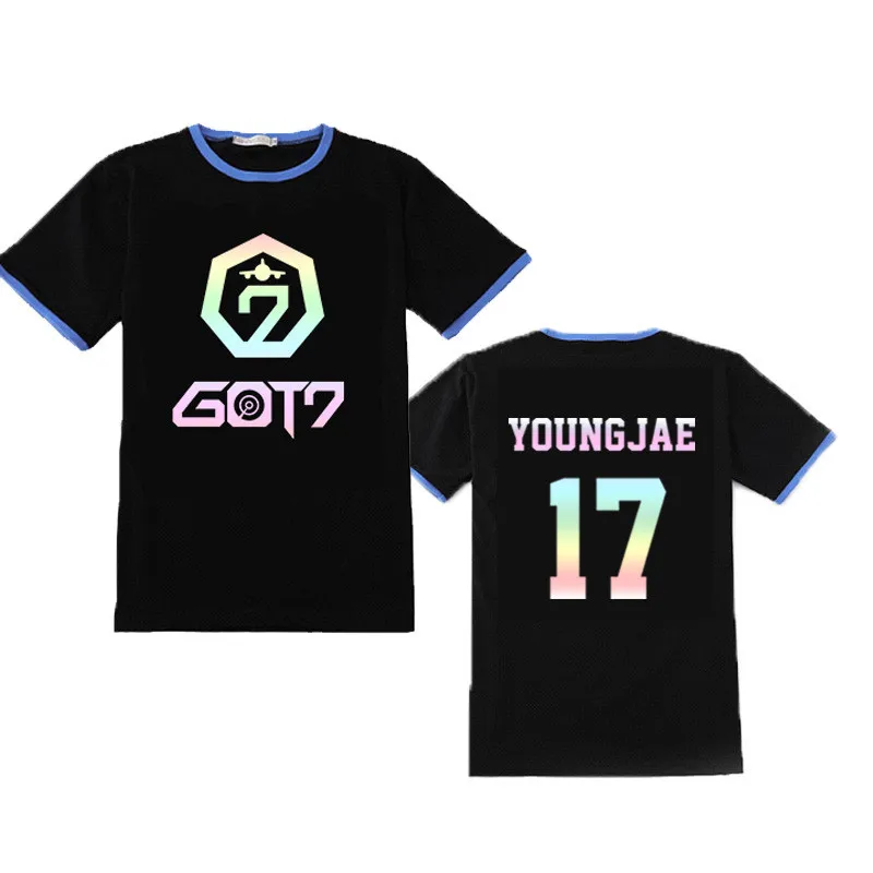 K Pop Kpop GOT7 FLY Album Laser Logo Shirts Casual Loose Clothes Tshirt T Shirt Short Sleeve Tops T-shirt DX777 | Женская одежда