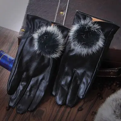 black SUOGRY мужские и женские зимние парные плюс коралловый флис сохраняет тепло моющиеся верхние полиуретановые перчатки, смартфон с помощью перчаток - Цвет: black