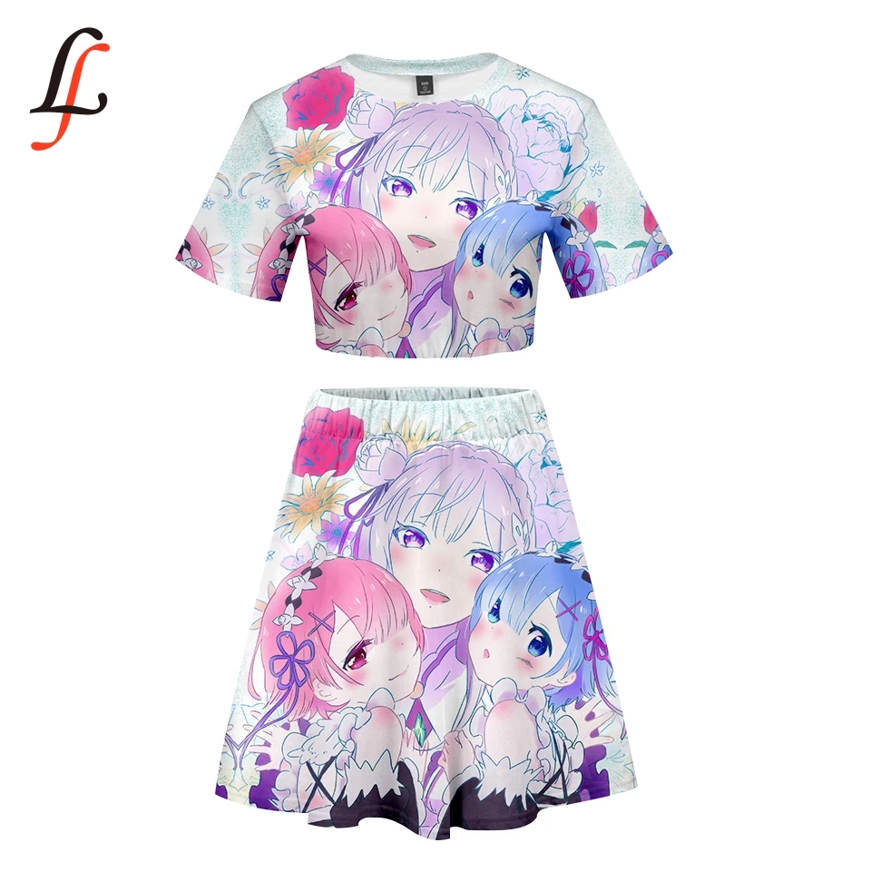 Zero kara Hajimeru Isekai Seikatsu Kpop сексуальный комплект короткая юбка костюм футболка с