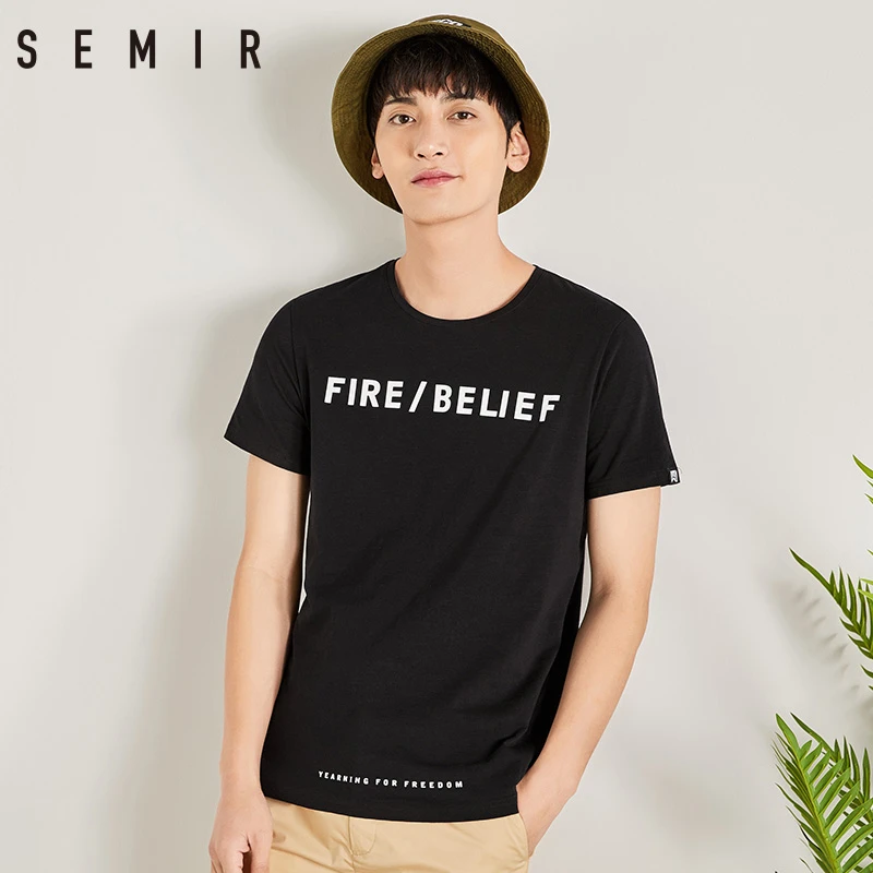 SEMIR 100% хлопок летняя футболка для мужчин топы футболки с коротким рукавом