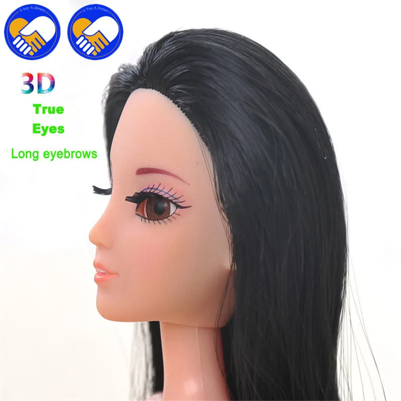 Игрушка мечты Обнаженная голова куклы с длинными бровями и 3D глазами подходящая