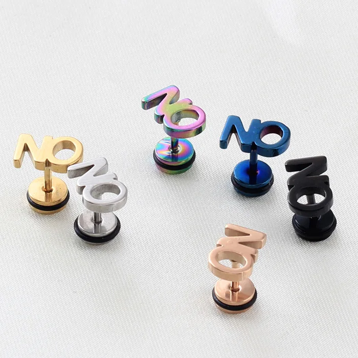 1 пара забавных надписей без букв мужские и женские серьги из титановой