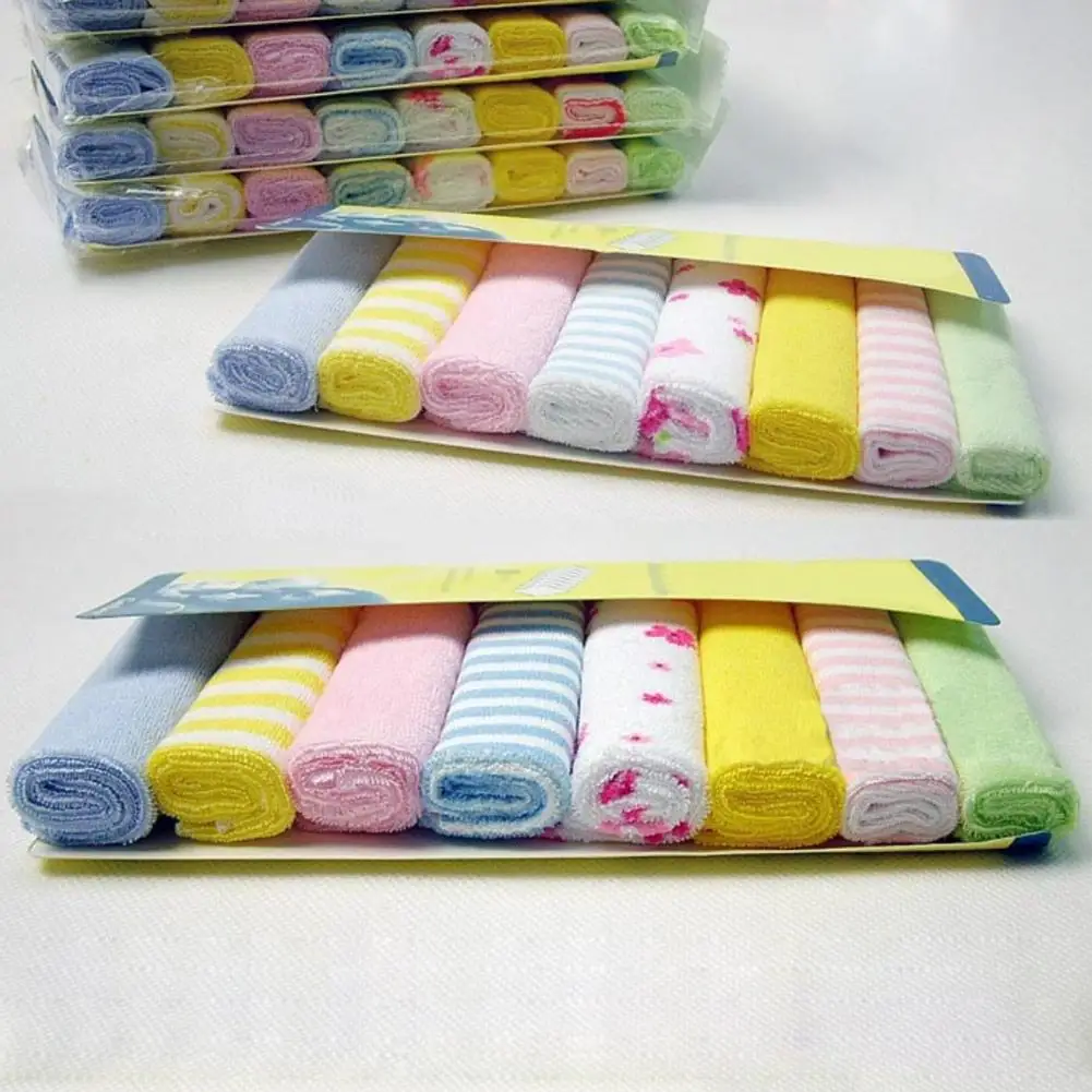 8pcs/Set Baby Feeding Towel Nursing Towels Face Cleaning Bibs Handkerchief Washcloth Random Color | Мать и ребенок