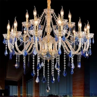 european luxury blue crystal chandelier living room dining room bedroom mediterranean led candle chandelier free shipping