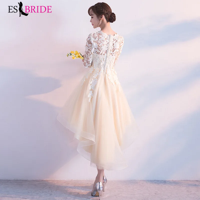 Длинное вечернее платье цвета шампанского простого размера плюс с круглым