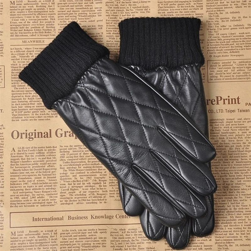 Мужские перчатки из натуральной кожи модные мужские овечьей осенне зимние