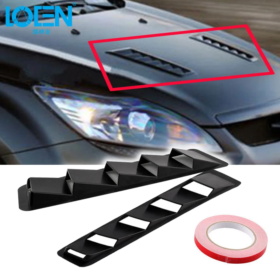 2Pcs Universal Car Hood Air Intake Panel intake Scoop Bonnet Vent Louver Cooling Trim Matte Black ABS all car | Автомобили и