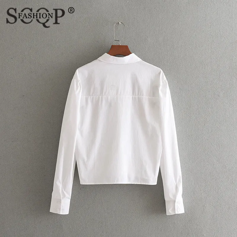 SCQP мода Для женщин симметрии цветочный Вышивка Блузки для малышек с длинным