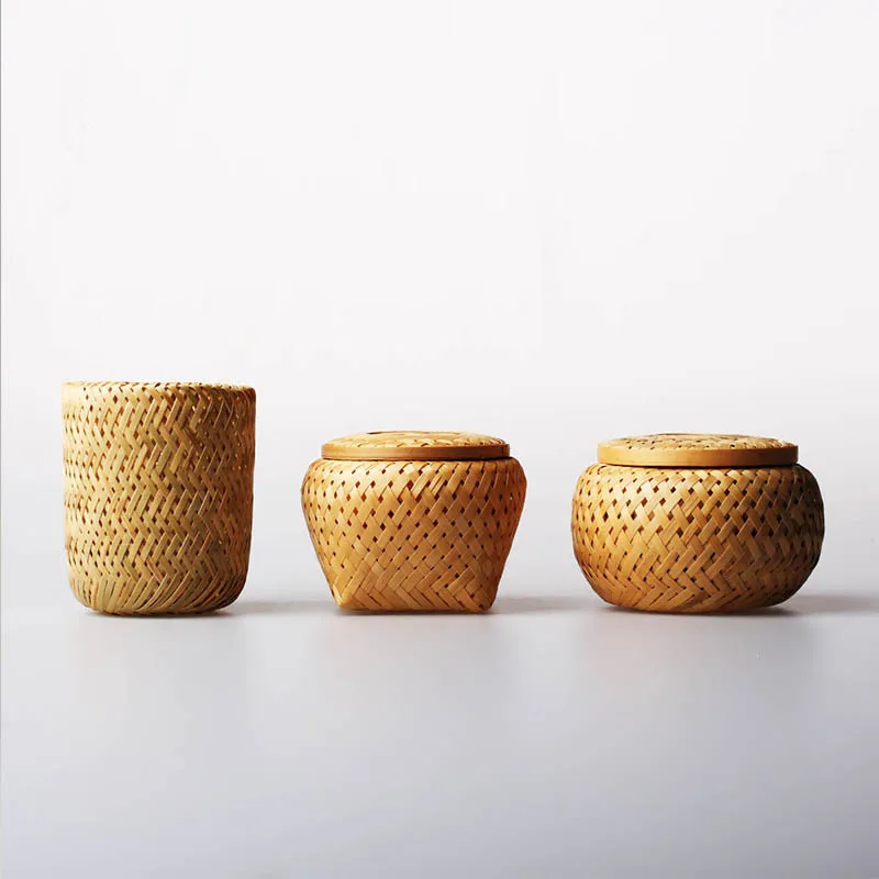 Ручной работы Малый Бамбук плетения корзины баночки для хранения в японском
