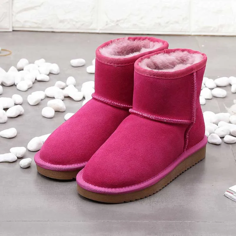 hot pink Модная обувь с бантом; коллекция года; женские ботинки; и розничная ; классические зимние ботинки из натуральной воловьей кожи; теплая женская обувь - Цвет: hot pink