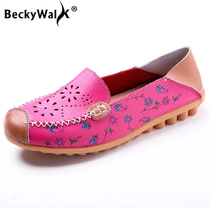 Мокасины BeckyWalk женские из натуральной кожи модные туфли на плоской подошве с