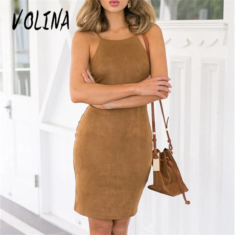 VOLINA Sexy velvet Dress mini dress для Женщин 2017 платья без рукавов твердые карандаш Летняя мода