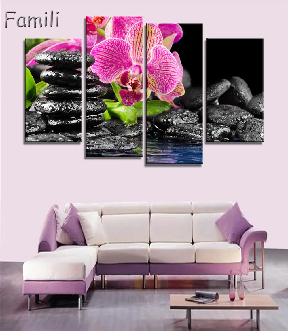 Картина маслом на холсте орхидея 4 панели без рамки|wall pictures|oil paintingcanvas oil painting |