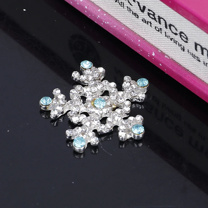 

Engood 2018News 100Pcs 25mm Christmas Snowflake Rhinestone Button for Wedding decorative and DIY Hair accessories HZ172
