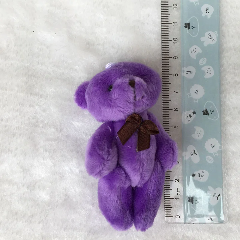 100PCS/LOT Mini Teddy Bear Stuffed Plush Toys 8CM Small PURPLE pelucia Pendant Kids Birthday Gift HMR044 | Игрушки и хобби