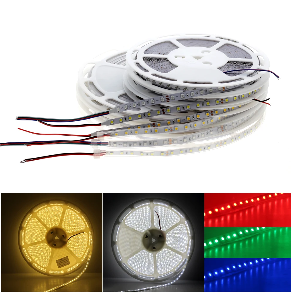 Светодиодная лента 5050 IP67 водонепроницаемая 60 светодиодов/м теплый белый/RGB для