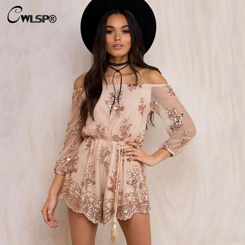 Женский сетчатый комбинезон CWLSP Свободный с длинными рукавами и золотыми