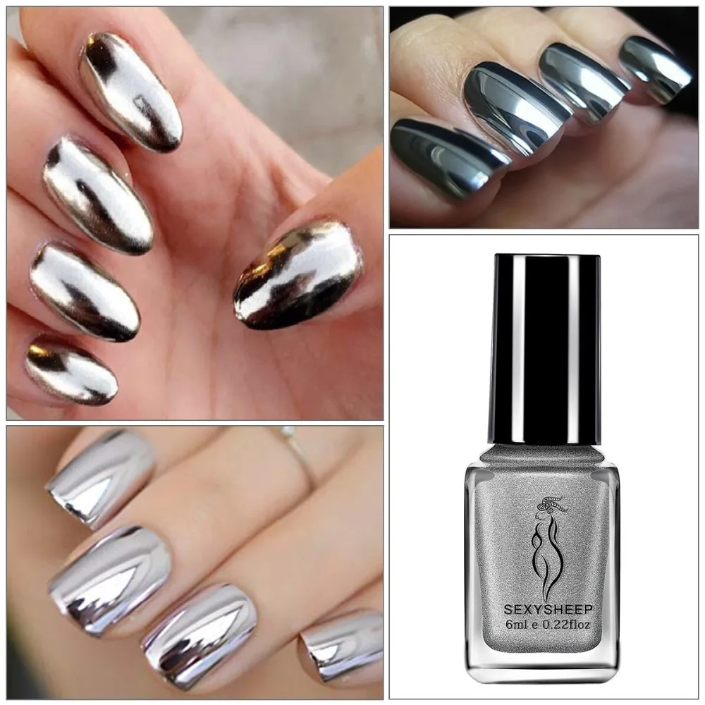 1/2 Pcs Mirror Effect Metallic Nail Polish Purple Rose Gold Silver Chrome Art Varnish For Nails Manicure Lacquer Set | Красота и