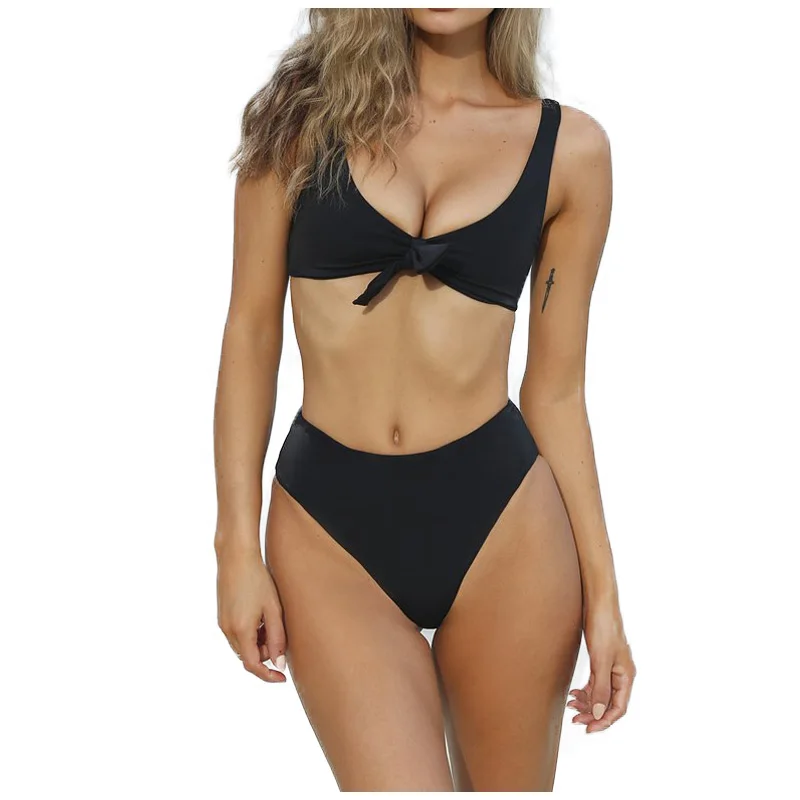 FS Одноцветный комплект бикини с пуш ап подкладкой 2017 женская пляжная одежда