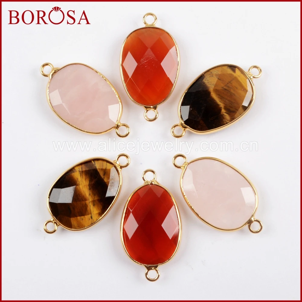 Граненый коннектор BOROSA 10 шт. золотого цвета двойные подвески для