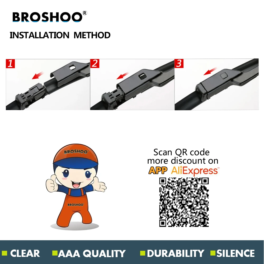 

BROSHOO Car Windscreen Wiper Blade For Buick Encore (2012-) , 26+14 inch 1Pair Soft Rubber Wiper Blades Auto Accessories