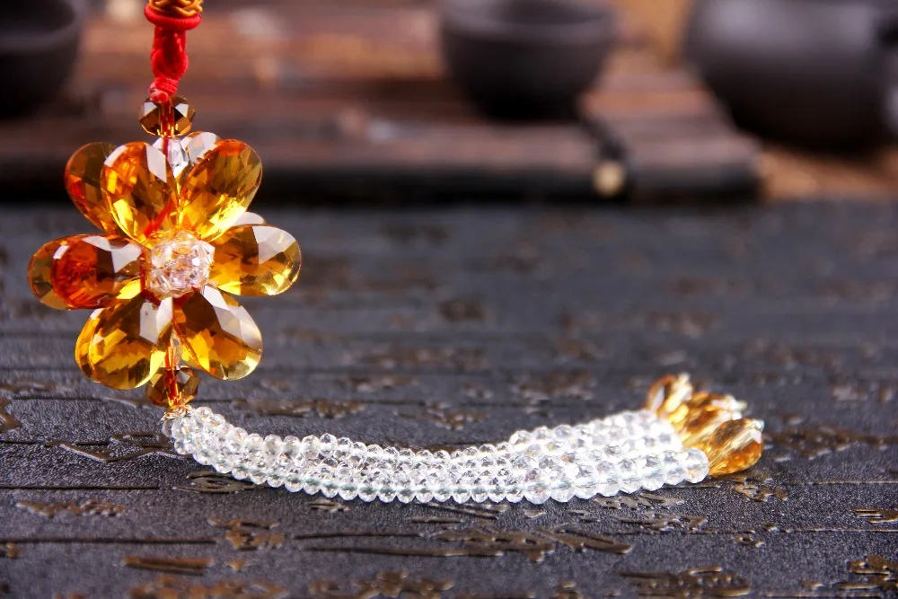 Роскошные повезло благословение цветок кристалл автомобиль Стайлинг красочные