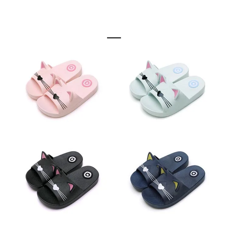 Girls Boys Home PVC Slippers Cartoon Cat Floor Family Shoes Beach Sandals kids shoes summer beach slippers