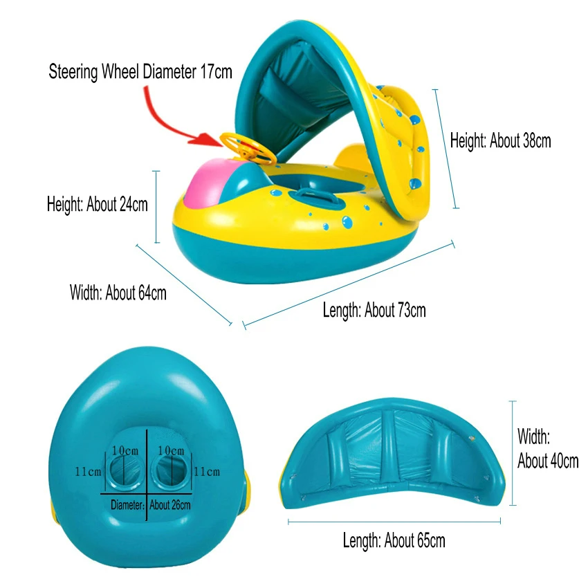 

Baby Inflatable Swimming Ring Kids Sunshade Swim Ring Summer Swimming Pool Swim Float Water Fun Pool Toys Water Sports Seat Boat