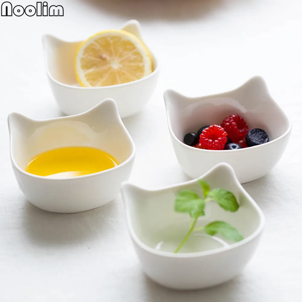 4 шт. керамическая миска для кошек NOOLIM белая фарфоровая мультяшная фруктовая