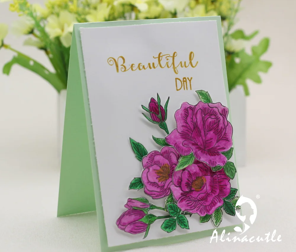 Прозрачные штампы многослойный цветочный цветок листья скрапбукинг карточка