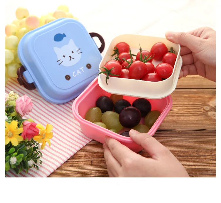 1 шт. симпатичный двухслойный пластиковый Ланч Бенто бокс высокотермостойкий