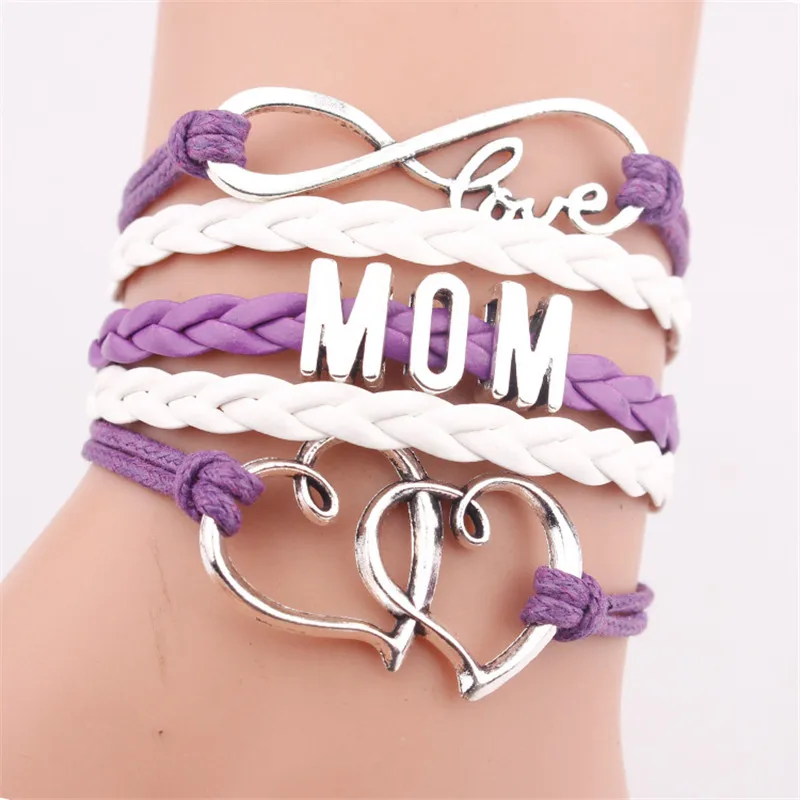 2019 ручная работа античный браслет с надписью Mom подвеска в виде сердца для женщин