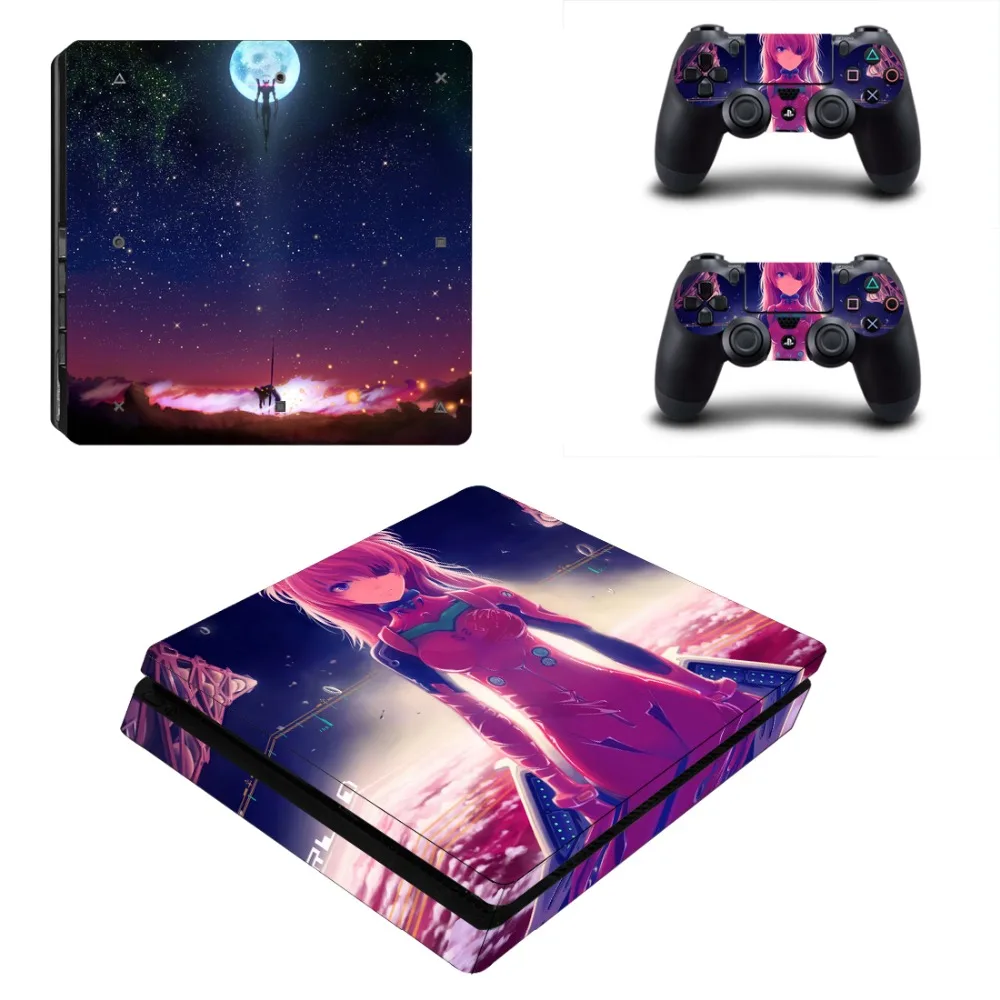 Аниме девушка PS4 тонкая полная лицевая панель кожа консоль и наклейка на контроллер для PS4 тонкая консоль и два контроллера наклейка