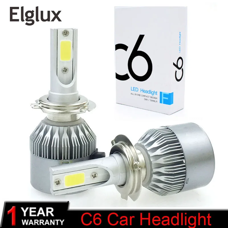 

Shipping by DHL C6 Car Headlight 72W 7600LM Led Light Bulbs H1 H3 H7 9005 9006 H11 H4 H13 9004 9007 Automobiles Headlamp 6000K