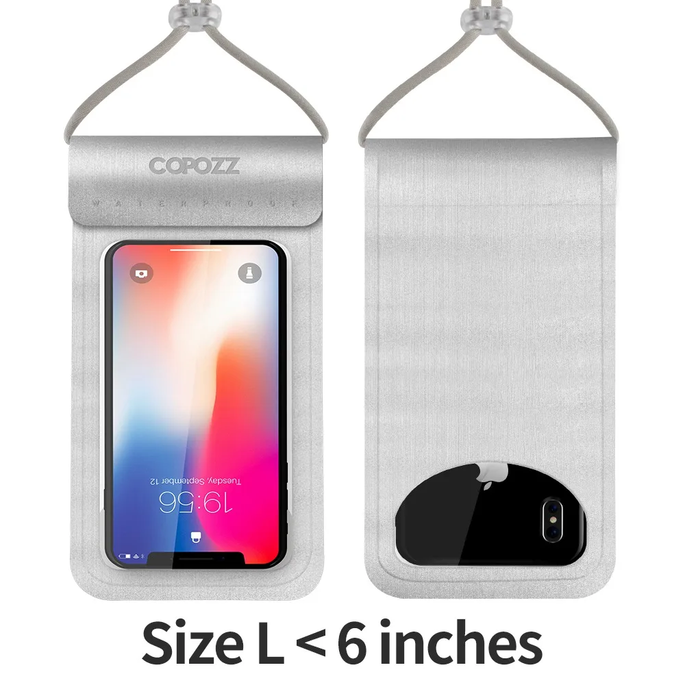 Silver L Size COPOZZ водонепроницаемый чехол для телефона, чехол для сенсорного экрана, сумка для сухого дайвинга, чехол с шейным ремешком для iPhone, Xiaomi, samsung, Meizu - Цвет: Silver L Size