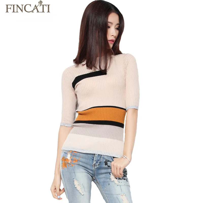 Женские топы из кашемира и шелка весна 2019 клетчатая вязаная блузка с рукавом до