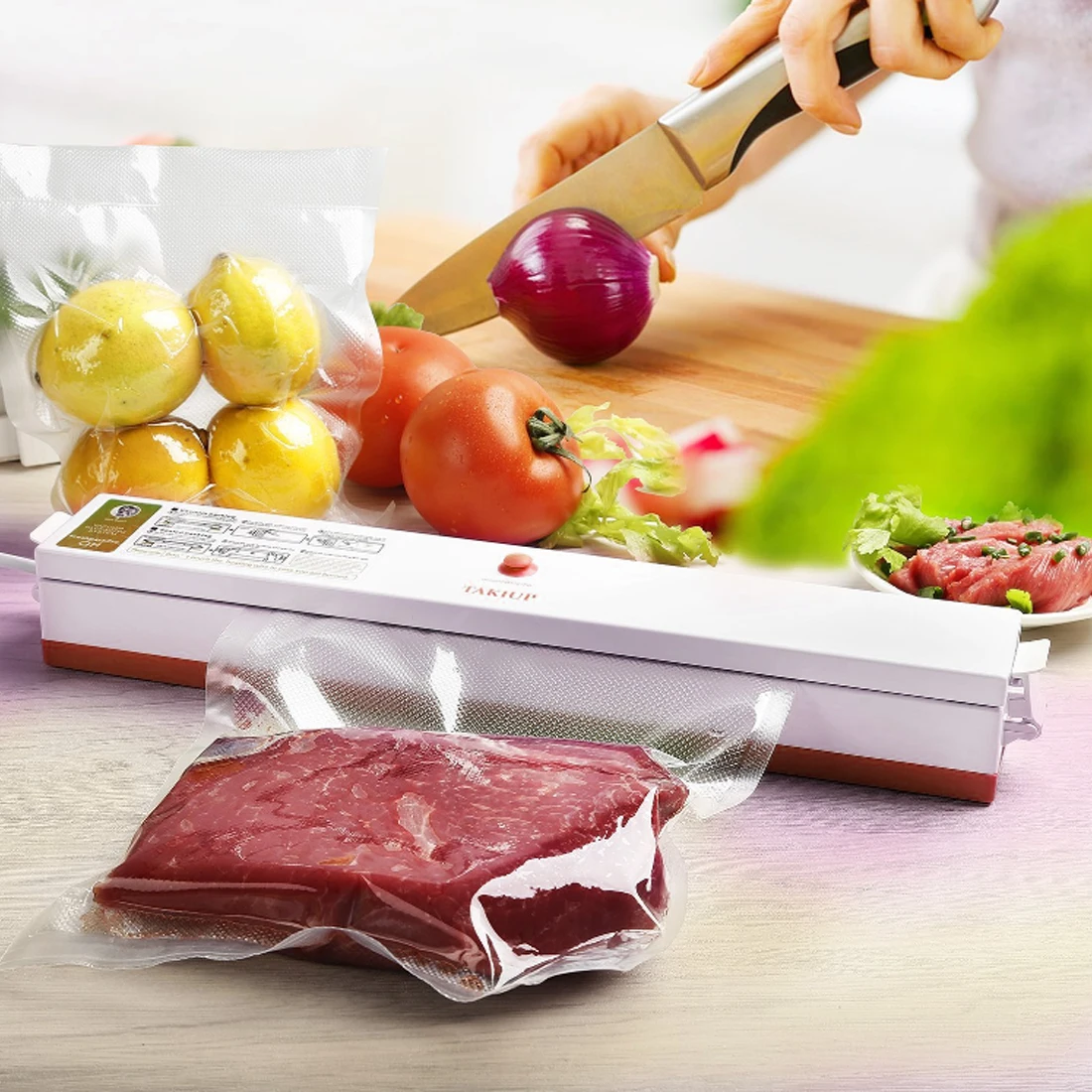 

220V Household Food Vacuum Sealer Packaging Machine Film Sealer Vacuum Packer Including 15Pcs Bags