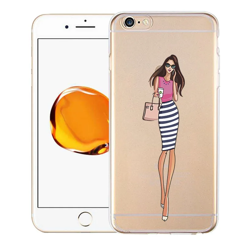 QMSWEI TPU Clear Phone Case For iPhone 6 6s 7 8plus x Soft Printed Girl Boy Silicone BackCover Free shipping 4 5se |
