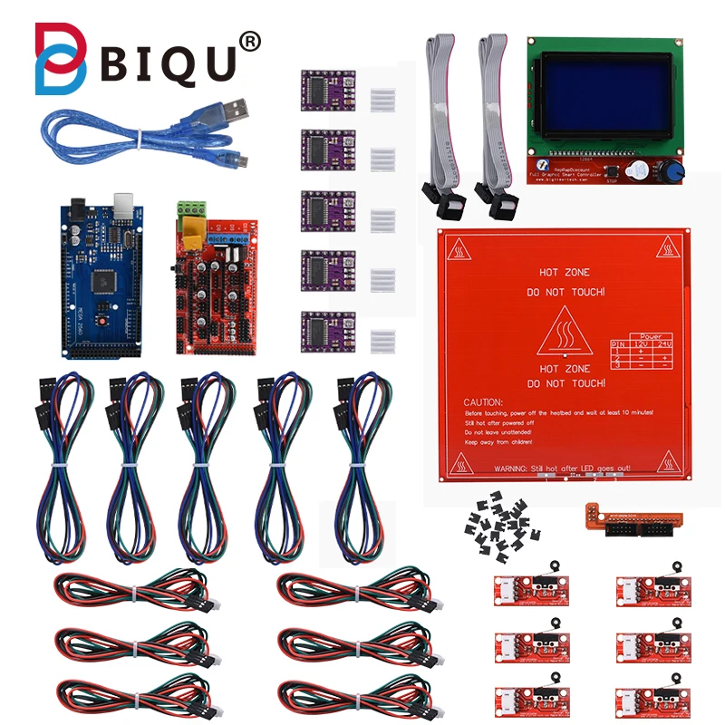 Комплект для сборки 3D принтера Reprap Ramps 1 4 + Mega 2560 Heatbed mk2b 12864 LCD контроллер DRV8825