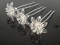 100 pcs hot sale delicate pretty wedding bridal crystal flower hair pin hair clip