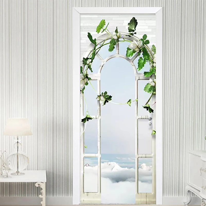 

Home Decor Door Sticker European Style 3D Stereo Palace Arch Garden Wallpaper Living Room Wedding House Wall Stickers DIY Murals