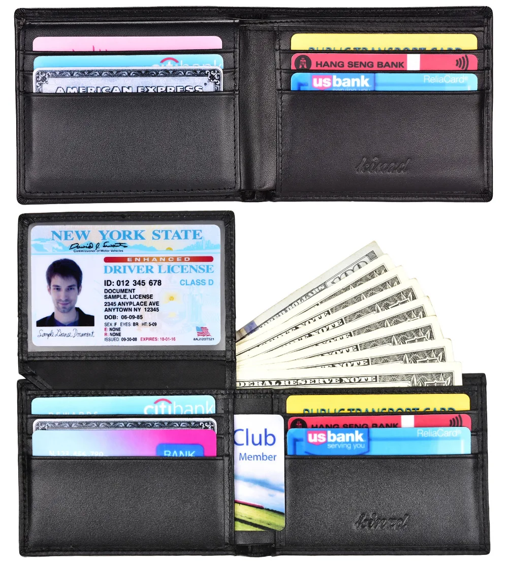 Мужские Тонкий передний карман кошелек углерода Волокна двойные trifold бумажник RFID