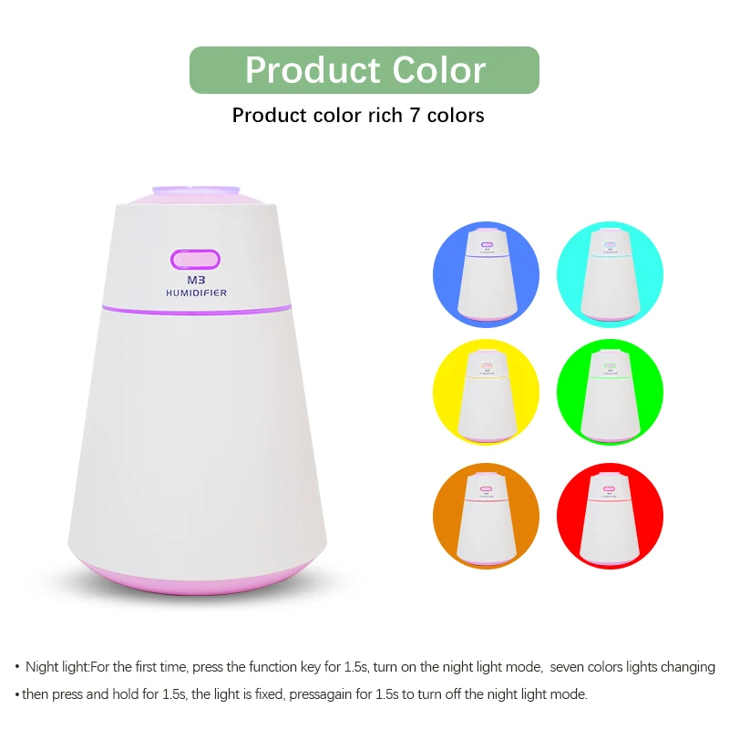 Портативный USB увлажнитель воздуха диффузор эфирного масла с красочным