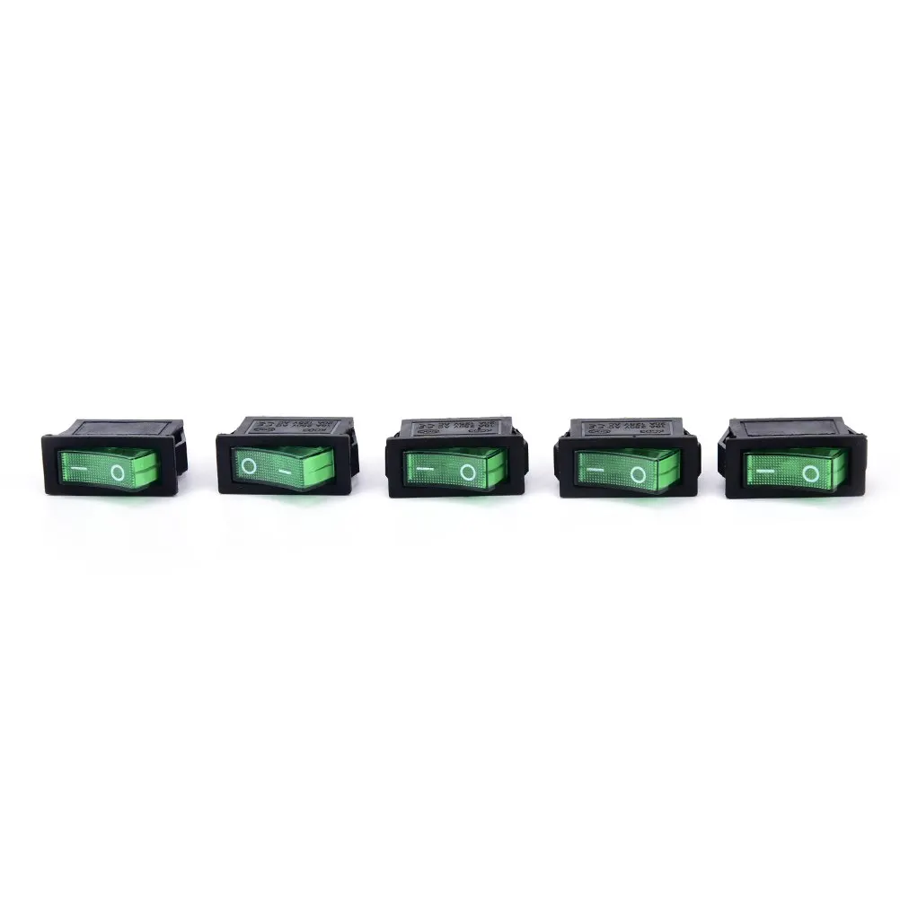 5 шт./лот зеленая светодиодная подсветка SPST 3PIN ВКЛ/ВЫКЛ Лодка кулисный