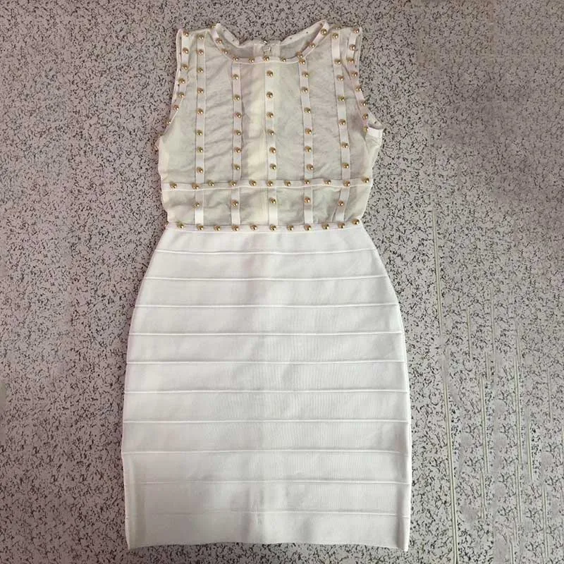 Новинка 2017 женское вечернее Бандажное платье сексуальное без рукавов Сетчатое