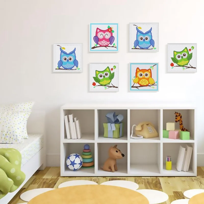 Cutiepop House Decorated DIY Night Owl Children 5D Diamond Embroidery Wooden Frame Painting Cross Stitch Animal T057 | Дом и сад