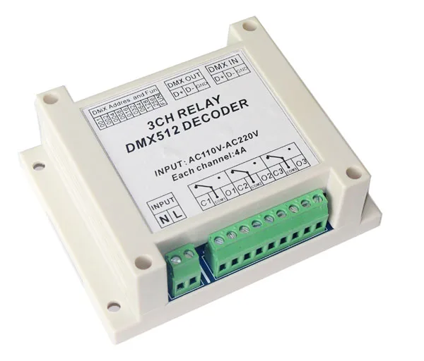 Оптовая продажа 1 шт. AC110 220V 3CH led декодер DMX RELAY 3 канала dmx512 3P реле RGB контроллер