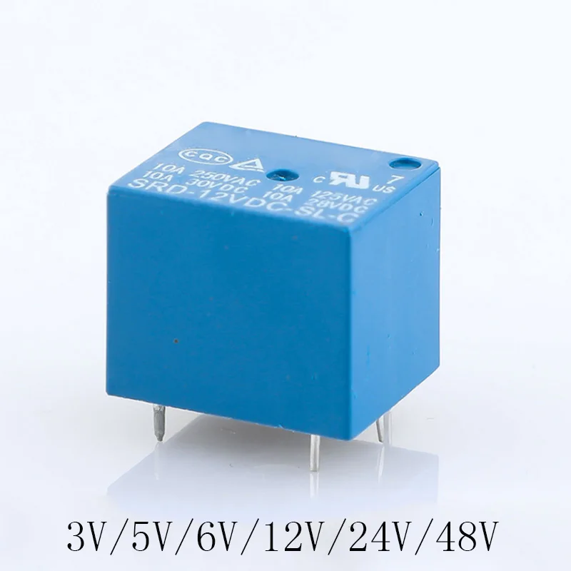 3 шт./лот реле SRD 05VDC SL A 12VDC 24VDC 48VDC DC 3V 5V 6V 12V 24V 48V 10A 250VAC 5PIN T73|Реле| |
