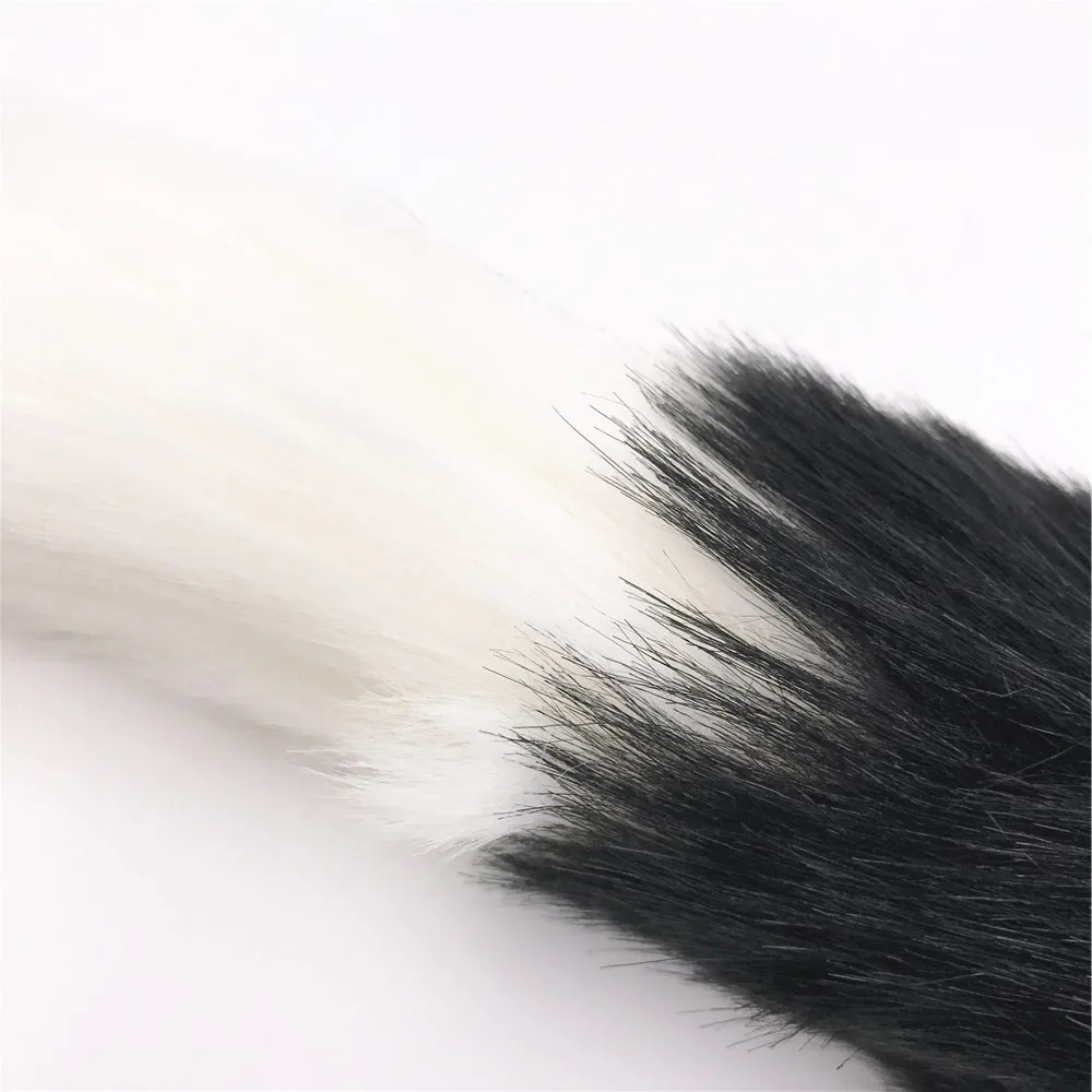 2 Pcs/Lot Vibrator And Long 80cm Black White Fox Tail Anal Plug Metal Sex Toy Toys for Woman Men Sexy Adult | Красота и здоровье